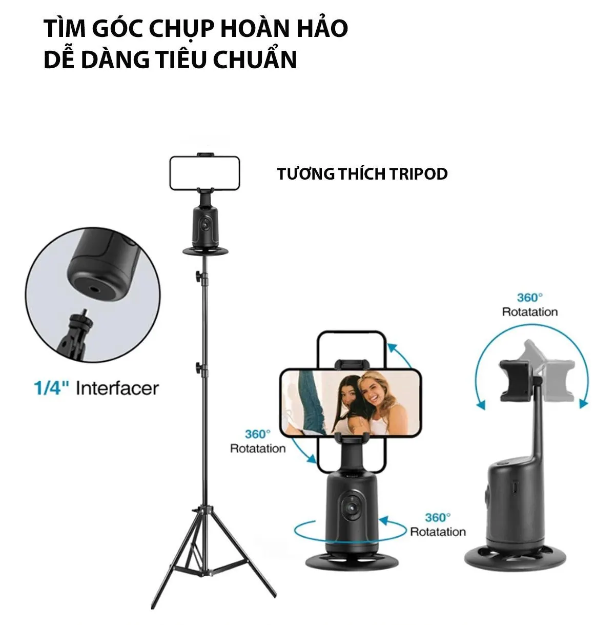 GAERU P01 với ngàm chân đỡ và các góc xoay