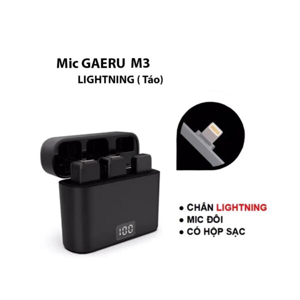 Mic Thu Âm Không Dây Cài Áo GAERU M3 Cao Cấp - Hộp Sạc, Kết Nối Tự Động, Giảm Tiếng Ồn Mạnh Mẽ - Hình ảnh 6